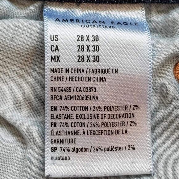 American Eagle AE Jeans Mens Size 28x30 Blue Dark Wash Slim AirFlex Temp Tech - Picture 9 of 12